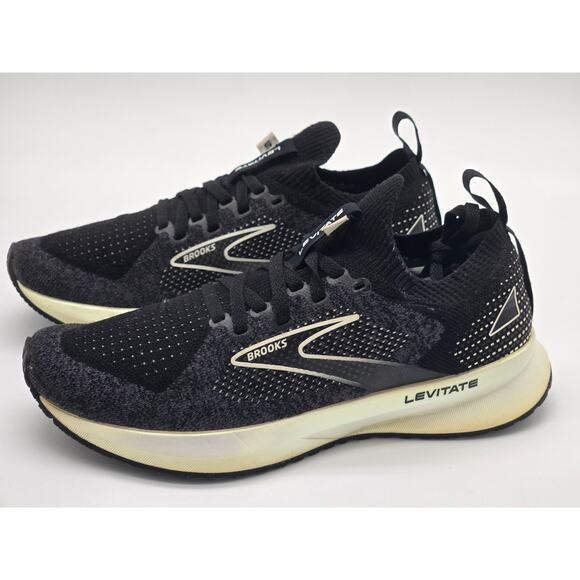 Brooks Levitate Stealthfit 5 Running Shoes Black Grey White Size 6.5 Women's - Picture 1 of 7